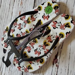 🎉 HOST PICK 🆕️ DISNEY MINNIE MOUSE WOMEN'S FLIP FLOPS ❤️🖤